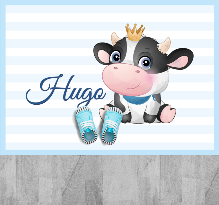 Tapete vinílico para bebés bebÊ vaca com nome - TenStickers
