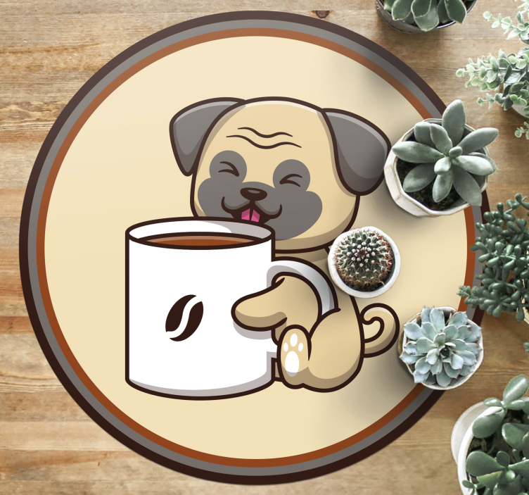 Tapete vinílico de animais caneca fofa de pug - TenStickers