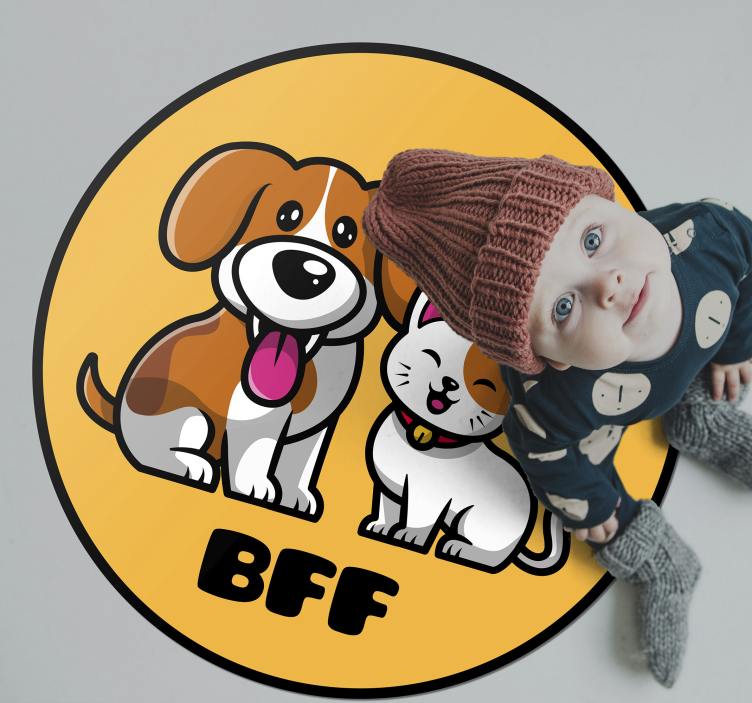 Tapete vinílico para bebés melhores companheiros animais - TenStickers
