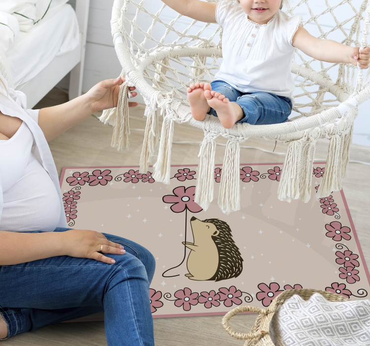 Tapete vinílico para bebés ouriço floral - TenStickers