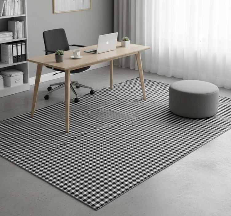Tapete vinílico para escritório padrão xadrez preto e branco - TenStickers