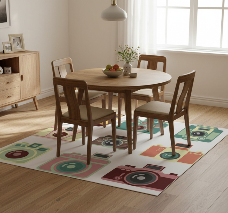 Tapete vinílico para sala de jantar câmeras vintage - TenStickers