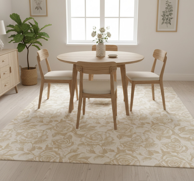 Tapete vinílico para sala de jantar rosas vintage bege - TenStickers