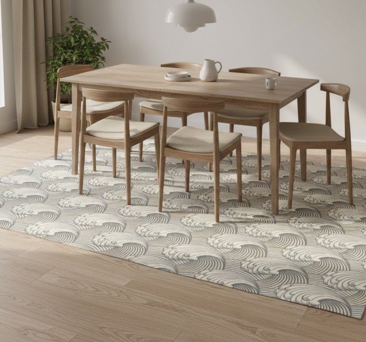 Tapete vinílico para sala de jantar ondas vintage - TenStickers