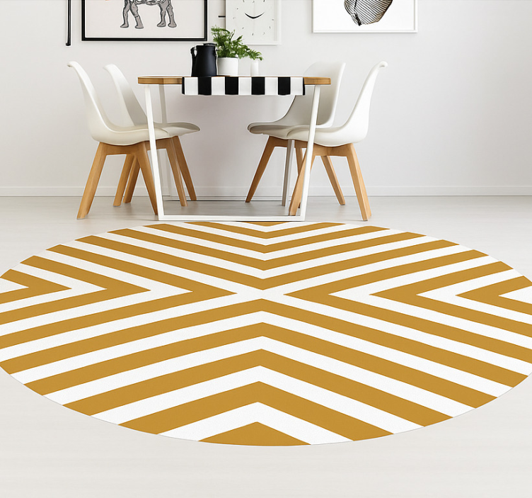 Tapete vinílico para sala de jantar padrão chevron mostarda - TenStickers