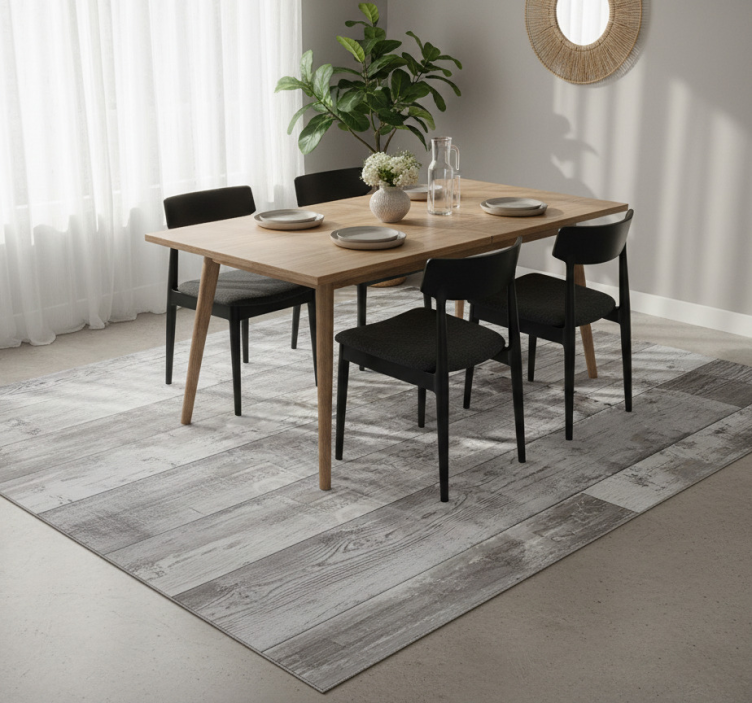Tapete vinílico para sala de jantar em tábuas cinzas - TenStickers