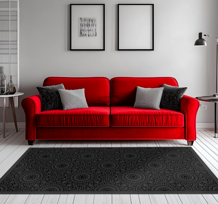 Tapete vinílico preto flores de mandala - TenStickers