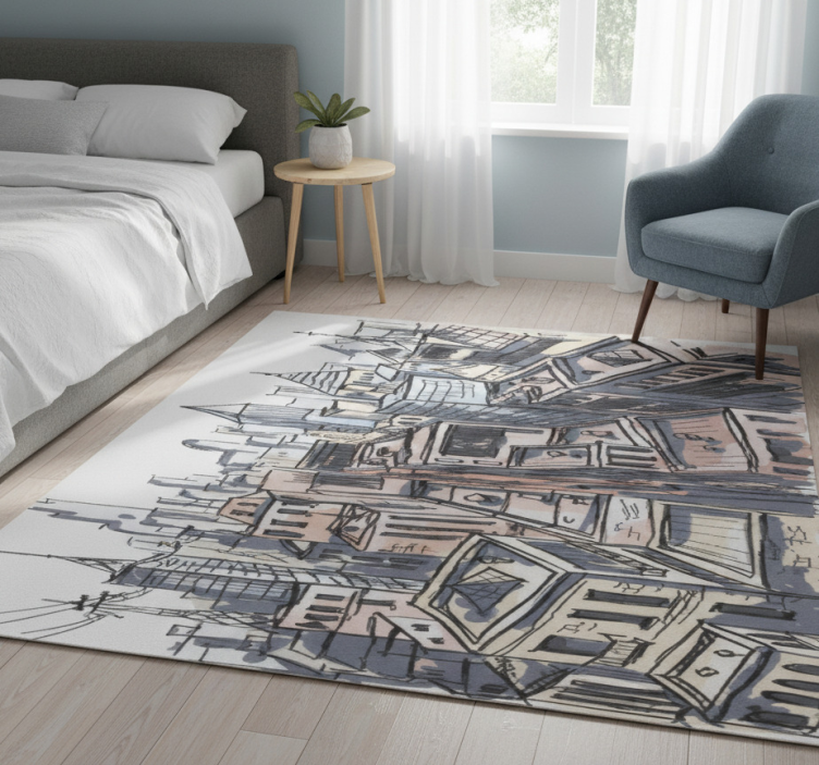 Tapete vinílico quarto aquarela da cidade - TenStickers