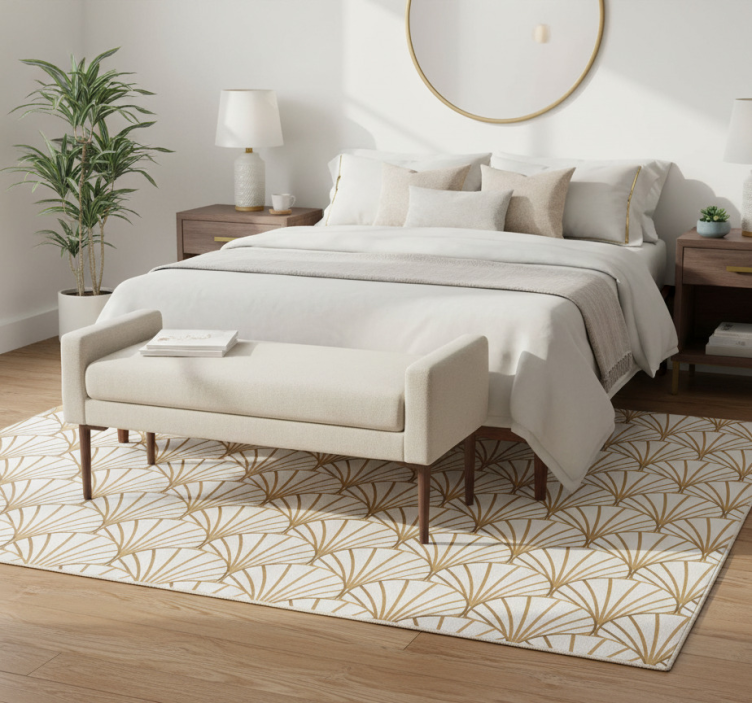 Tapete vinílico quarto art déco branco e dourado - TenStickers