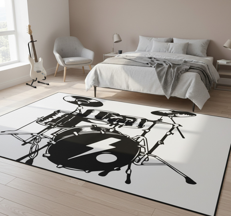 Tapete vinílico quarto bateria em fundo branco - TenStickers