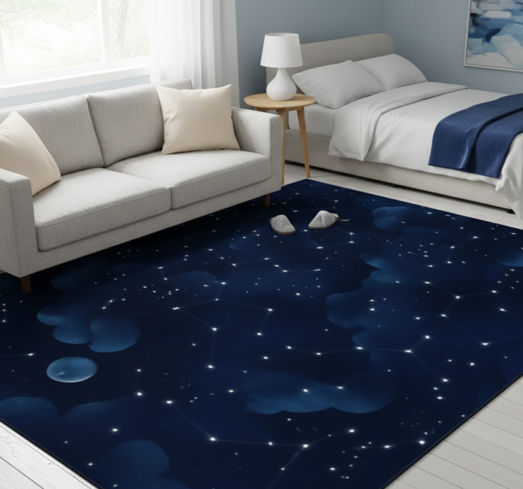Tapete vinílico quarto céu azul marinho com estrelas - TenStickers