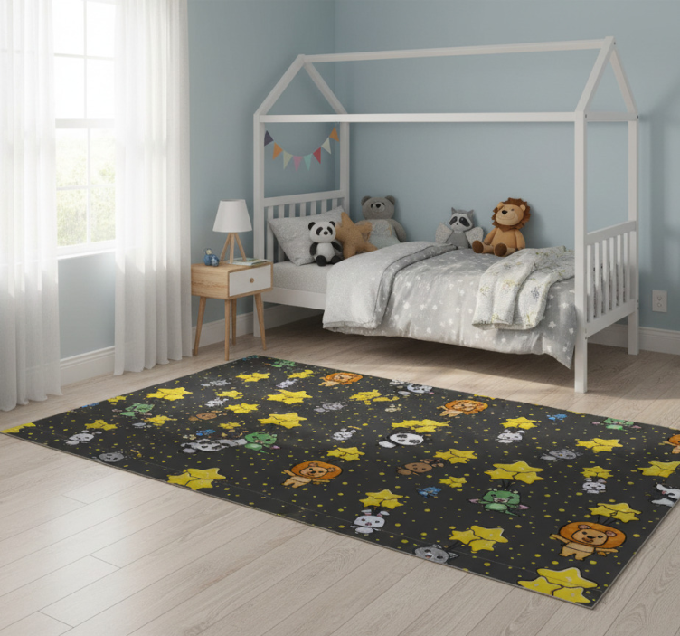 Tapete vinílico quarto com animais fofos em balões - TenStickers