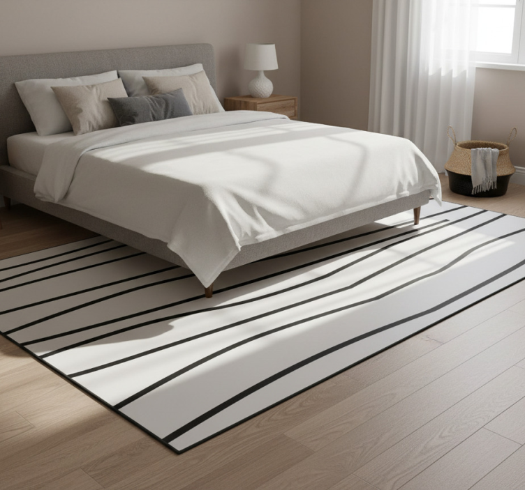 Tapete vinílico quarto com borda linhas estéticas - TenStickers