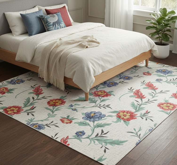 Tapete vinílico quarto com design de flores retrô - TenStickers