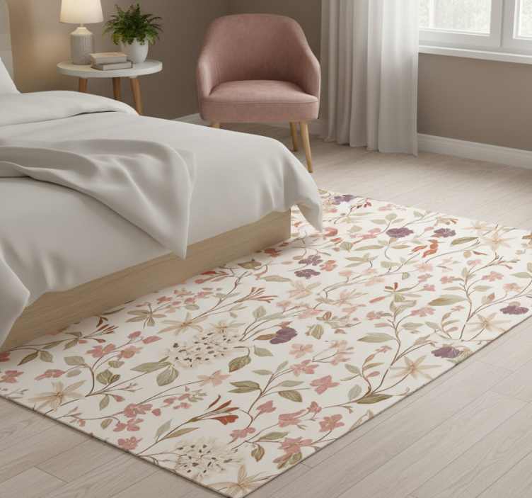 Tapete vinílico quarto com design de flores rosas - TenStickers