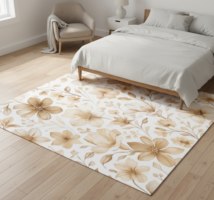 Tapete vinílico quarto com design floral realista - TenStickers