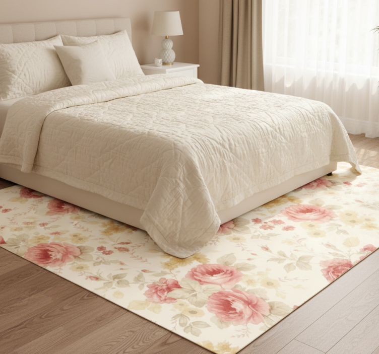 Tapete vinílico quarto com design floral romântico - TenStickers