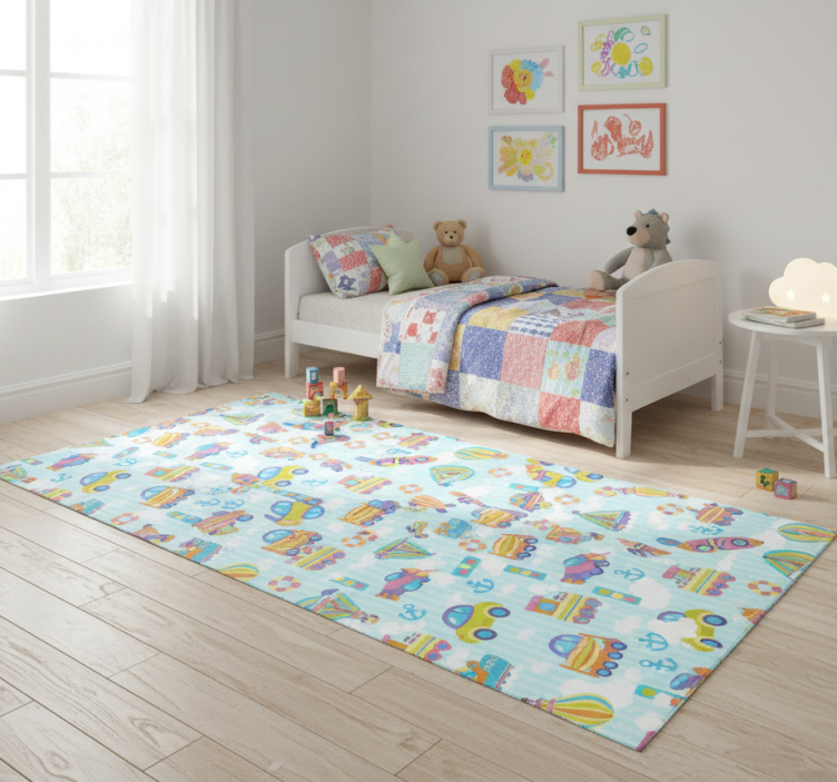 Tapete vinílico quarto com design fofo de carros - TenStickers