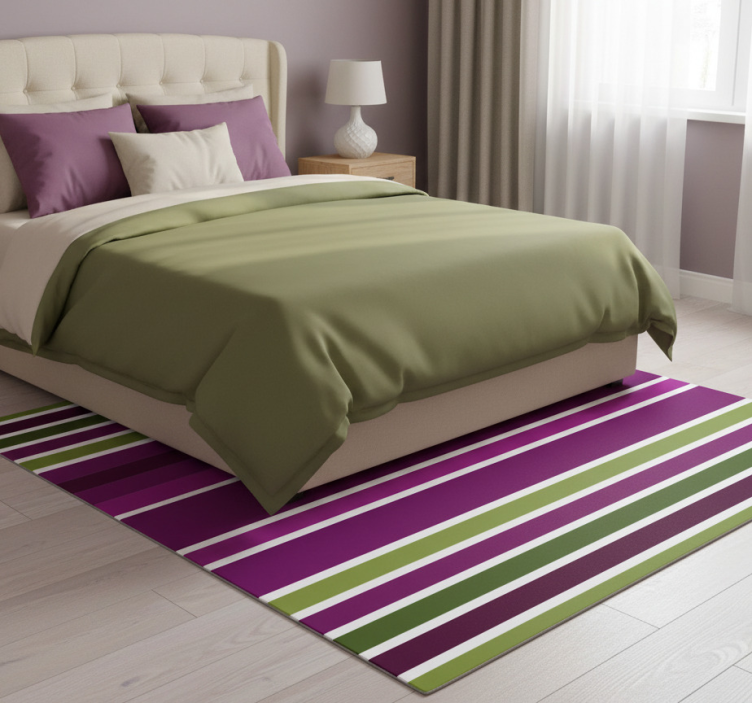 Tapete vinílico quarto com design horizontal roxo e verde - TenStickers