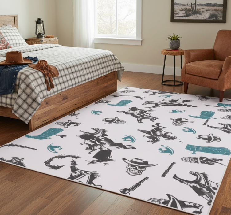 Tapete vinílico quarto com estampa de cavalo cowboy - TenStickers