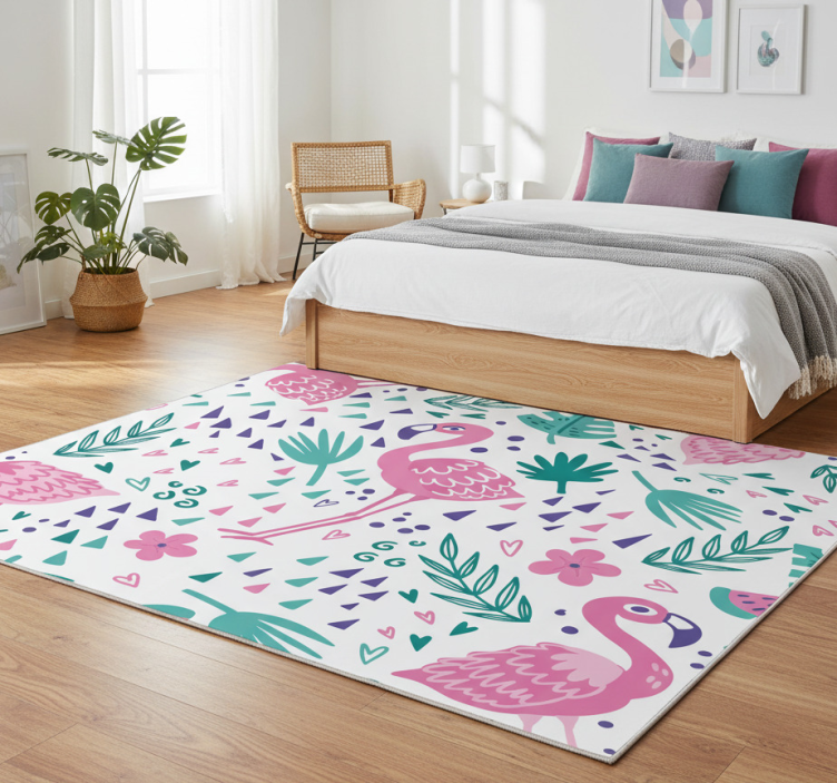 Tapete vinílico quarto com estampa de flamingo - TenStickers