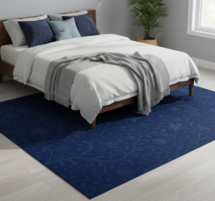 Tapete vinílico quarto com estampa de flores azuis - TenStickers