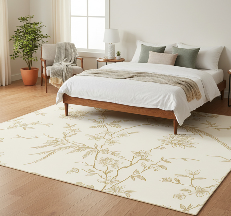 Tapete vinílico quarto com estampa floral elegante - TenStickers