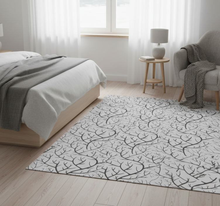 Tapete vinílico quarto com galhos cinzas e pássaros - TenStickers