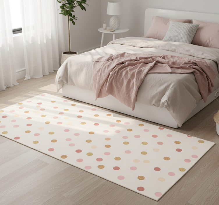 Tapete vinílico quarto com padrão de bolinhas rosa claro - TenStickers
