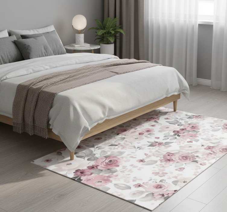 Tapete vinílico quarto com padrão de flores cinzas - TenStickers