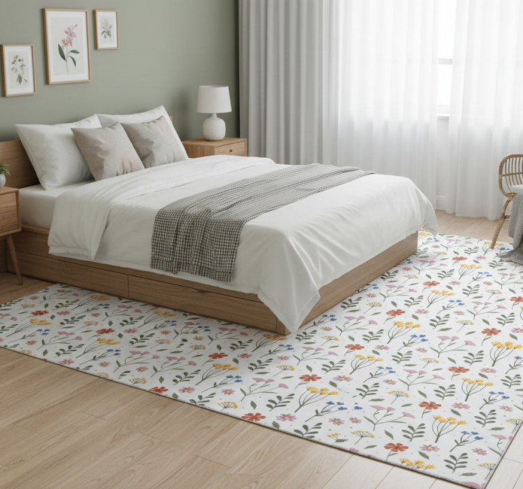 Tapete vinílico quarto com padrão de flores multicoloridas - TenStickers