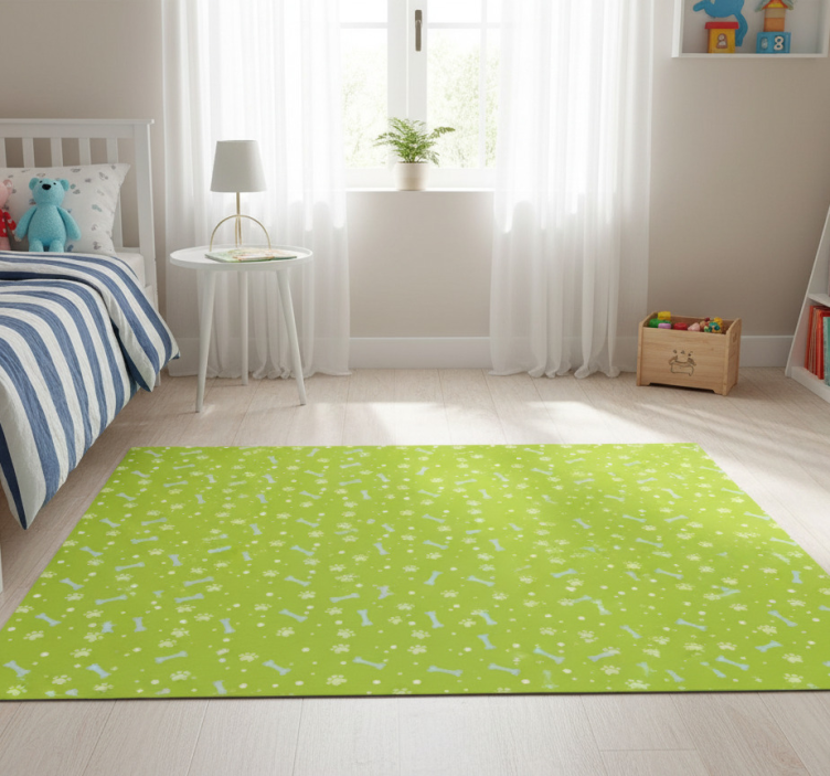 Tapete vinílico quarto com patas de cachorro azul e verde - TenStickers