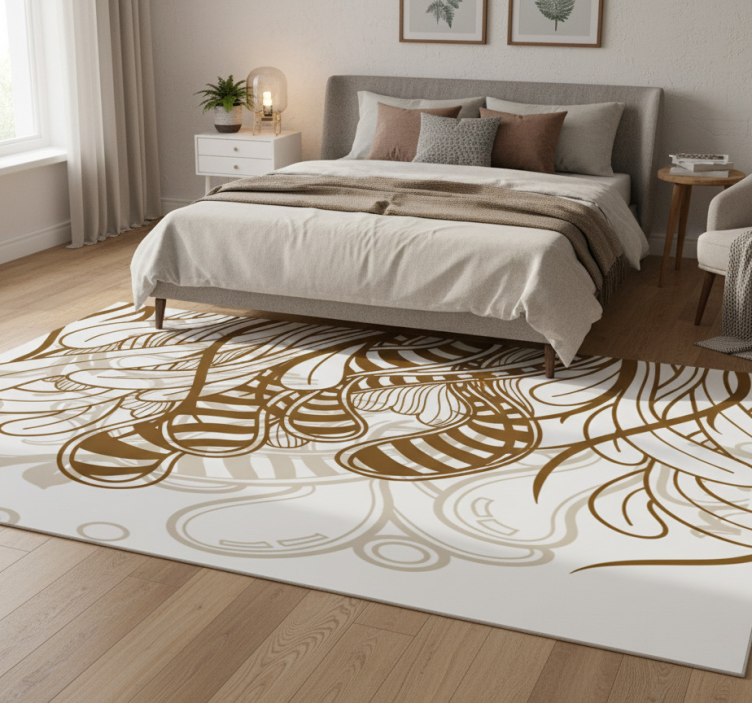 Tapete vinílico quarto com plantas abstratas decorativas - TenStickers