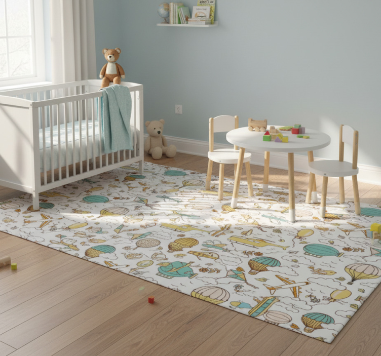 Tapete vinílico quarto com variedade de veículos - TenStickers