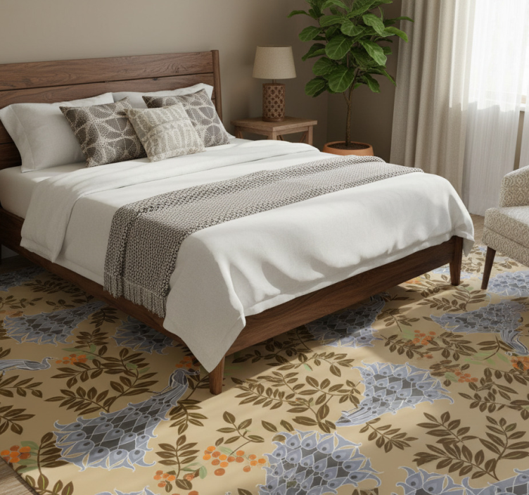 Tapete vinílico quarto design de pavão cinza africano - TenStickers