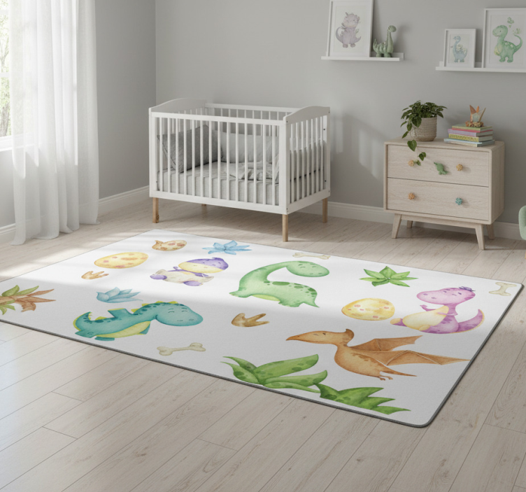 Tapete vinílico quarto dinossauro nórdico desenhado - TenStickers