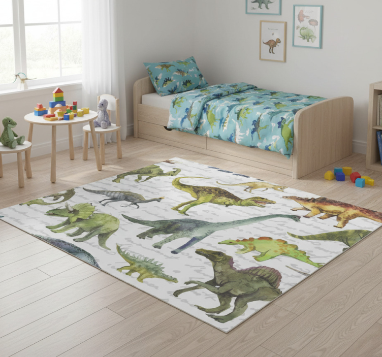 Tapete vinílico quarto dinossauros realistas - TenStickers