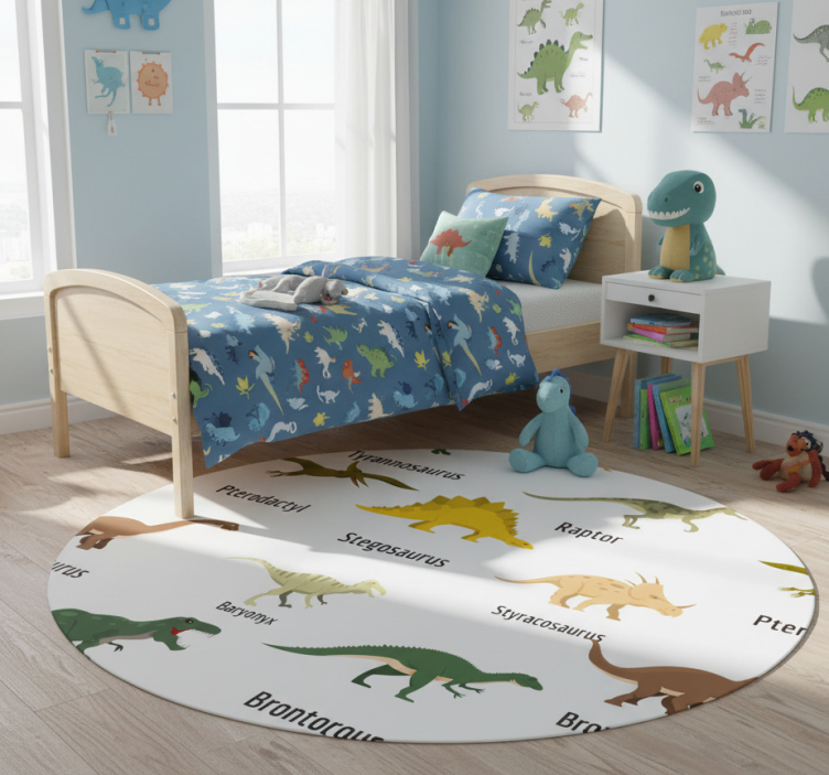 Tapete vinílico quarto dinossauros realistas com nomes - TenStickers