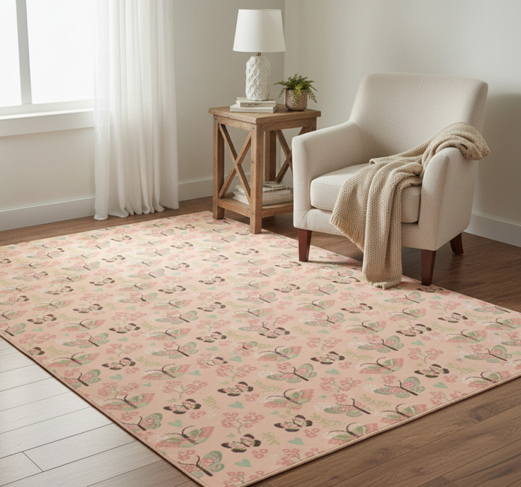 Tapete vinílico quarto em tons neutros com borboletas - TenStickers