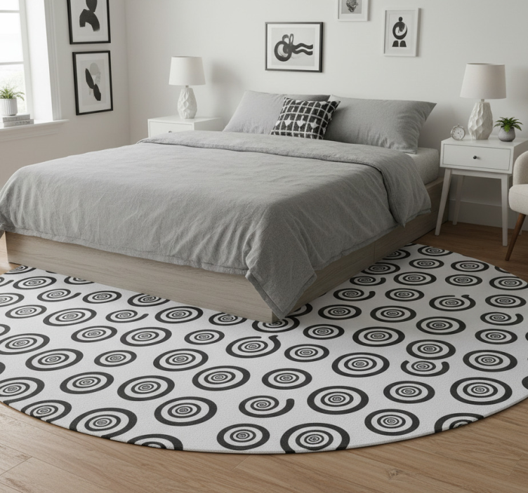 Tapete vinílico quarto espiral hipnótica preto e branco - TenStickers
