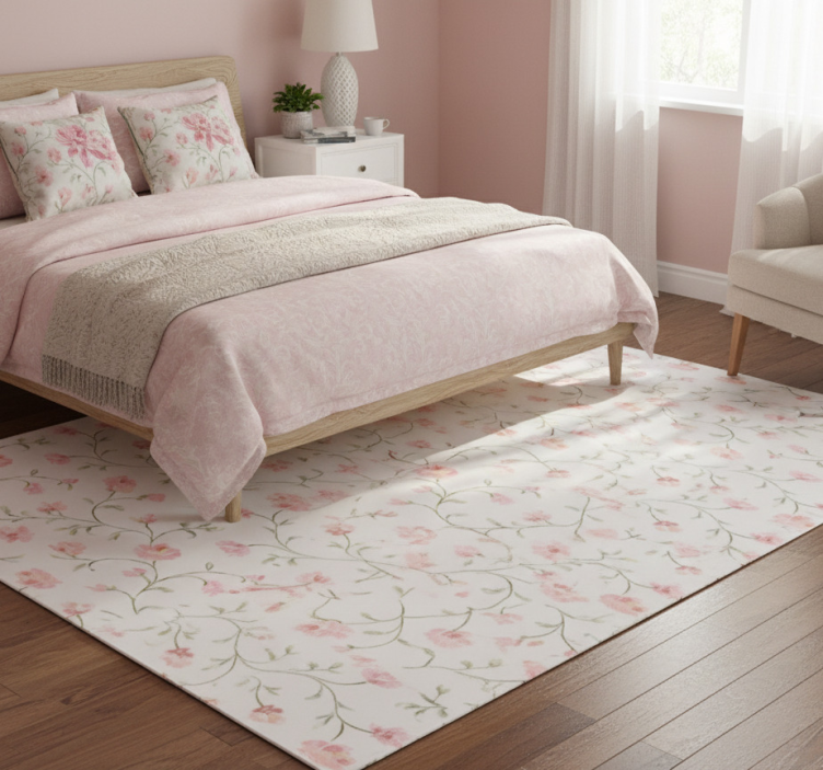 Tapete vinílico quarto flor rosa botânica - TenStickers