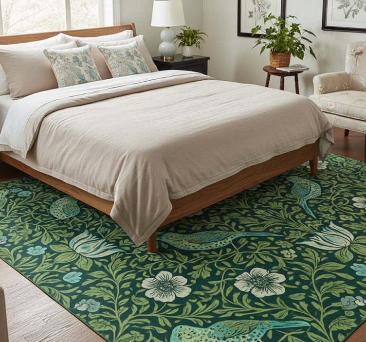 Tapete vinílico quarto floral e pássaro ornamental - TenStickers