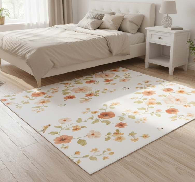 Tapete vinílico quarto flores brancas pequenas simples - TenStickers