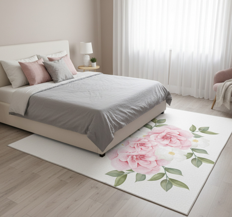 Tapete vinílico quarto flores elegantes em rosa - TenStickers