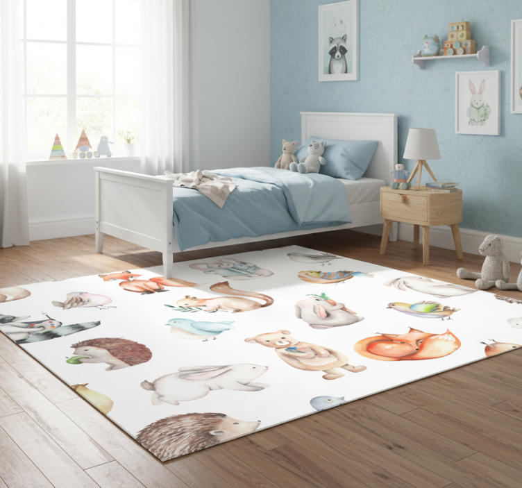 Tapete em vinil infantil animais da floresta simples - TenStickers