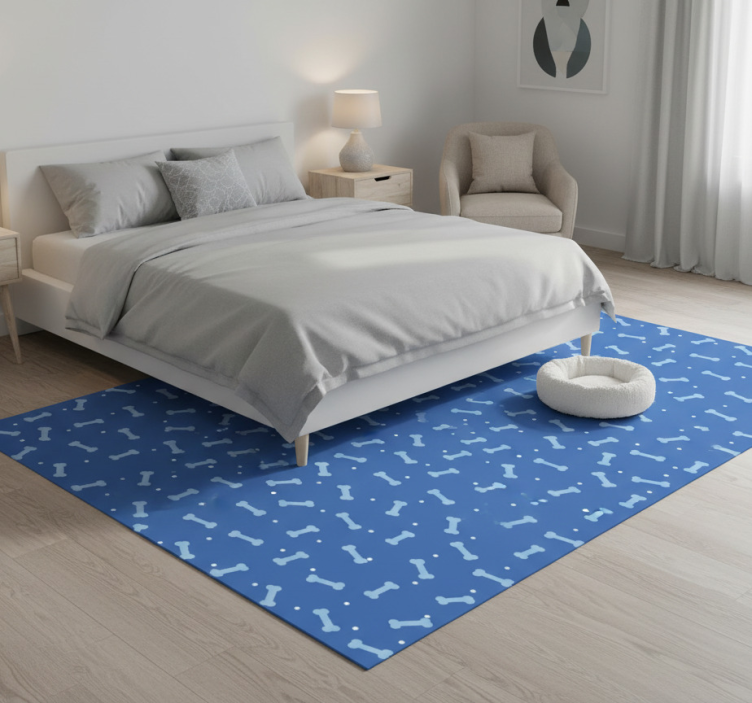 Tapete vinílico quarto fundo azul com ossos seamless - TenStickers