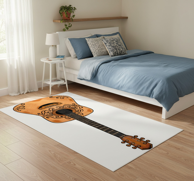 Tapete vinílico quarto guitarra laranja - TenStickers