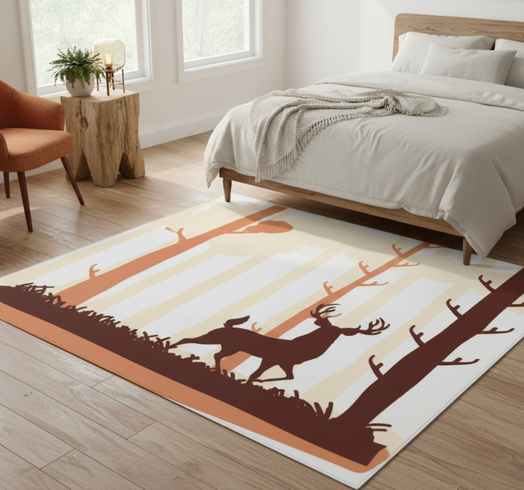 Tapete vinílico quarto floresta e cervos - TenStickers