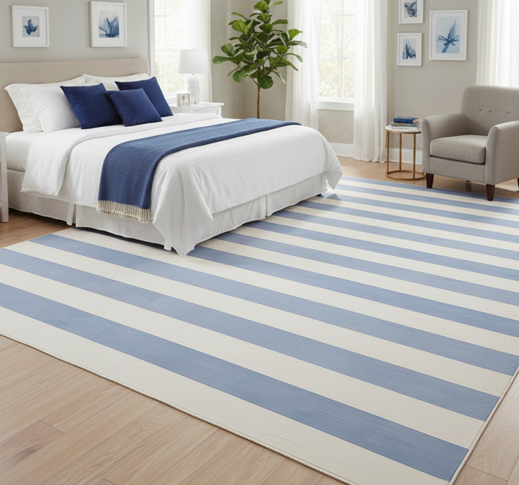 Tapete vinílico quarto listras azuis e brancas - TenStickers