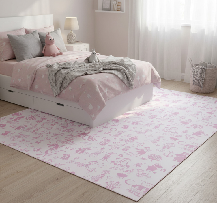 Tapete vinílico quarto moomi rosa - TenStickers